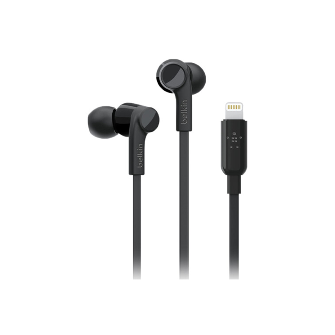 Belkin RockStar In-Ear Headphones with Lightning Connector - Black in Qatar Belkin RockStar In-Ear Headphones with Lightning Connector - Black in Qatar